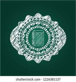 note book icon inside chalk emblem