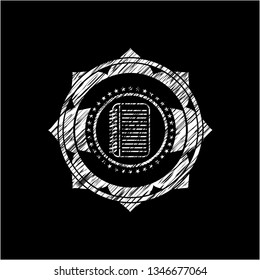 note book icon inside chalk emblem