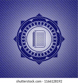 note book icon inside denim background