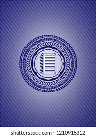 note book icon inside emblem with jean high quality background