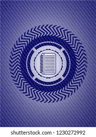 note book icon inside emblem with jean texture