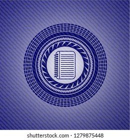 note book icon inside emblem with jean high quality background