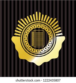 note book icon inside golden badge