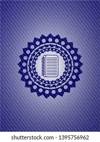 note book icon inside jean background