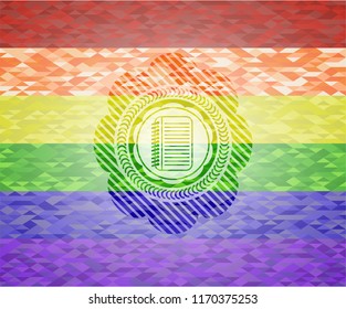note book icon inside lgbt colors emblem 