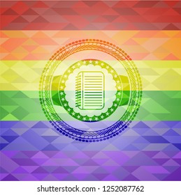 note book icon inside lgbt colors emblem 