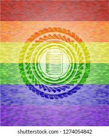 note book icon inside lgbt colors emblem 