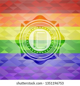 note book icon inside lgbt colors emblem 
