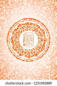 note book icon inside orange mosaic emblem