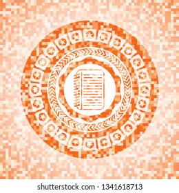 note book icon inside orange mosaic emblem