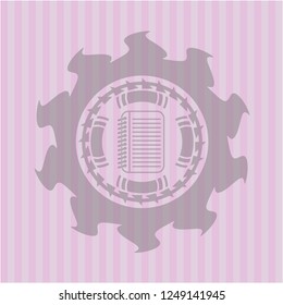 note book icon inside pink icon or emblem