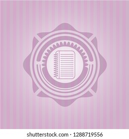 note book icon inside pink icon or emblem