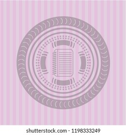 note book icon inside realistic pink emblem