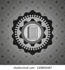 note book icon inside realistic dark emblem