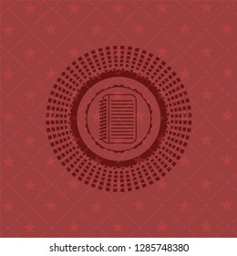 note book icon inside realistic red emblem
