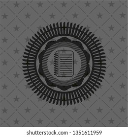 note book icon inside realistic dark emblem