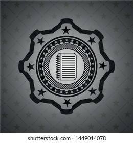 note book icon inside realistic dark emblem
