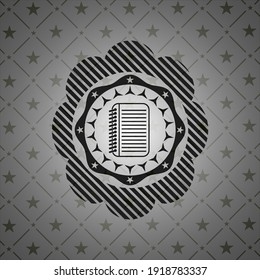 note book icon inside realistic black emblem. 