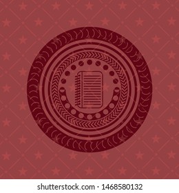 note book icon inside red emblem. Retro