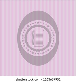 note book icon inside retro style pink emblem