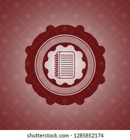 note book icon inside retro red emblem