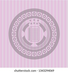 note book icon inside retro pink emblem