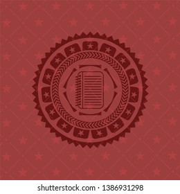 note book icon inside retro style red emblem
