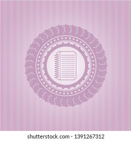 note book icon inside retro pink emblem
