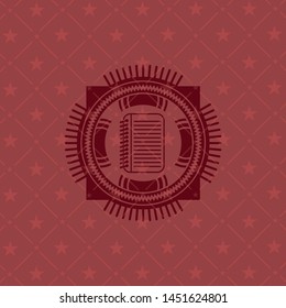 note book icon inside retro style red emblem