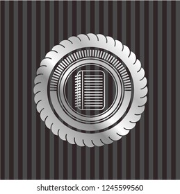 note book icon inside silvery shiny emblem