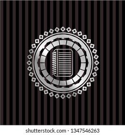 note book icon inside silvery badge