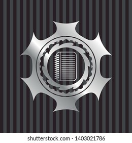 note book icon inside silvery emblem
