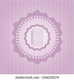 note book icon inside vintage pink emblem