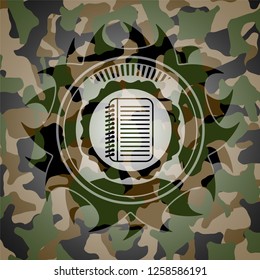 note book icon on camo pattern
