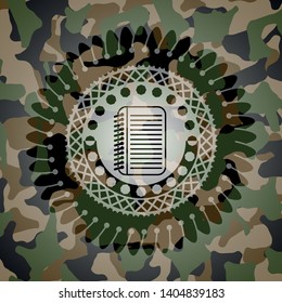 note book icon on camo pattern