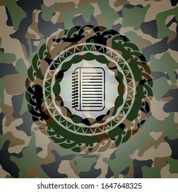 note book icon on camo texture