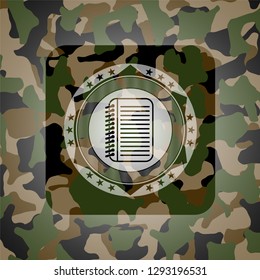 note book icon on camouflaged pattern