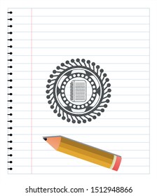 note book icon pencil strokes emblem. Vector Illustration. Detailed.