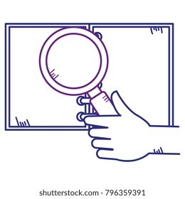 note book with magnifying glass