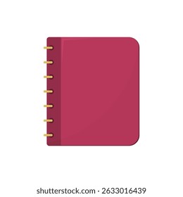 note book with maroon cover. stationery. school supplies. office supplies. diary. sketch book. vector illustration