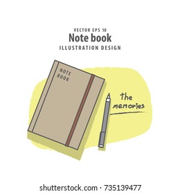 Note book of memories illustration vector background. Travel concept.