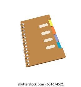 Note book on a white background.
