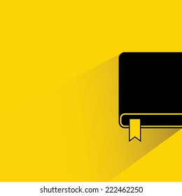 note book on yellow background, flat and shadow design