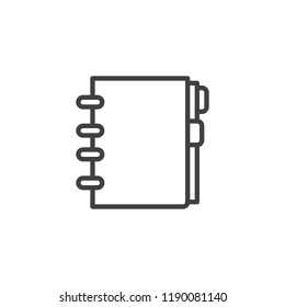 Note Book Outline Icon. Linear Style Sign For Mobile Concept And Web Design. Diary Simple Line Vector Icon. Symbol, Logo Illustration. Pixel Perfect Vector Graphics