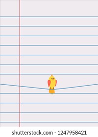 Note book page sitting bird illustration.