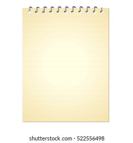 Note book paper isolated on white background
