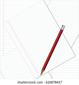 Note book paper with pencil 