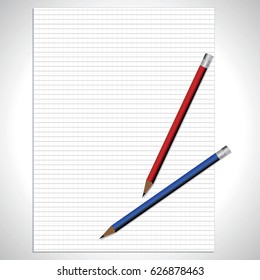 Note book paper with pencil 