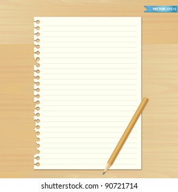 Note Book Paper With Pencil