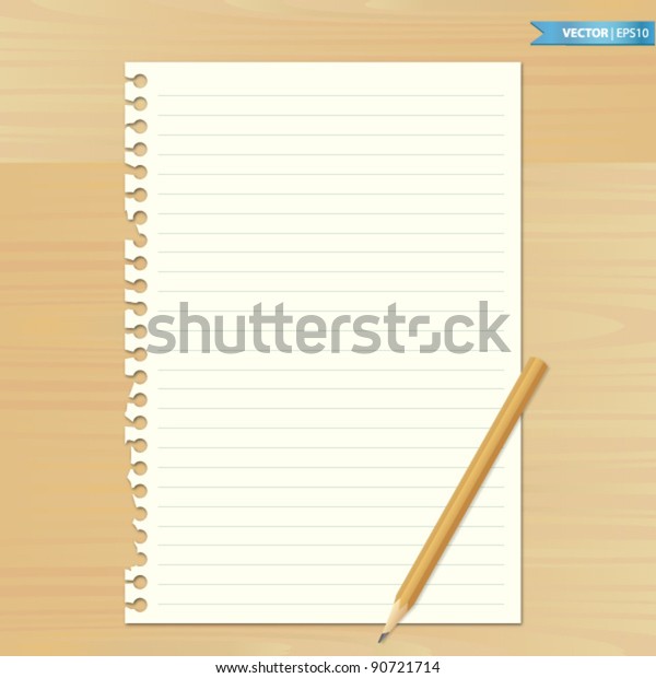 Note Book Paper Pencil Stock Vector Royalty Free 90721714